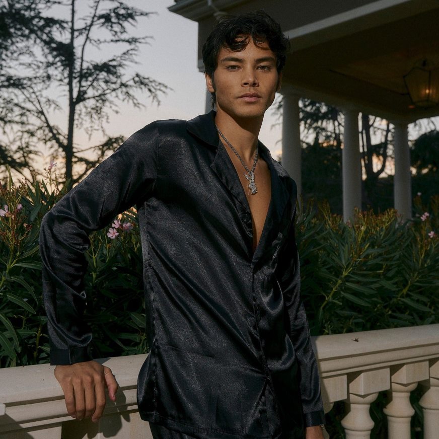 Playboy satiinist mõisa puhkeruumi komplekt mehed Riietus must XV4666671