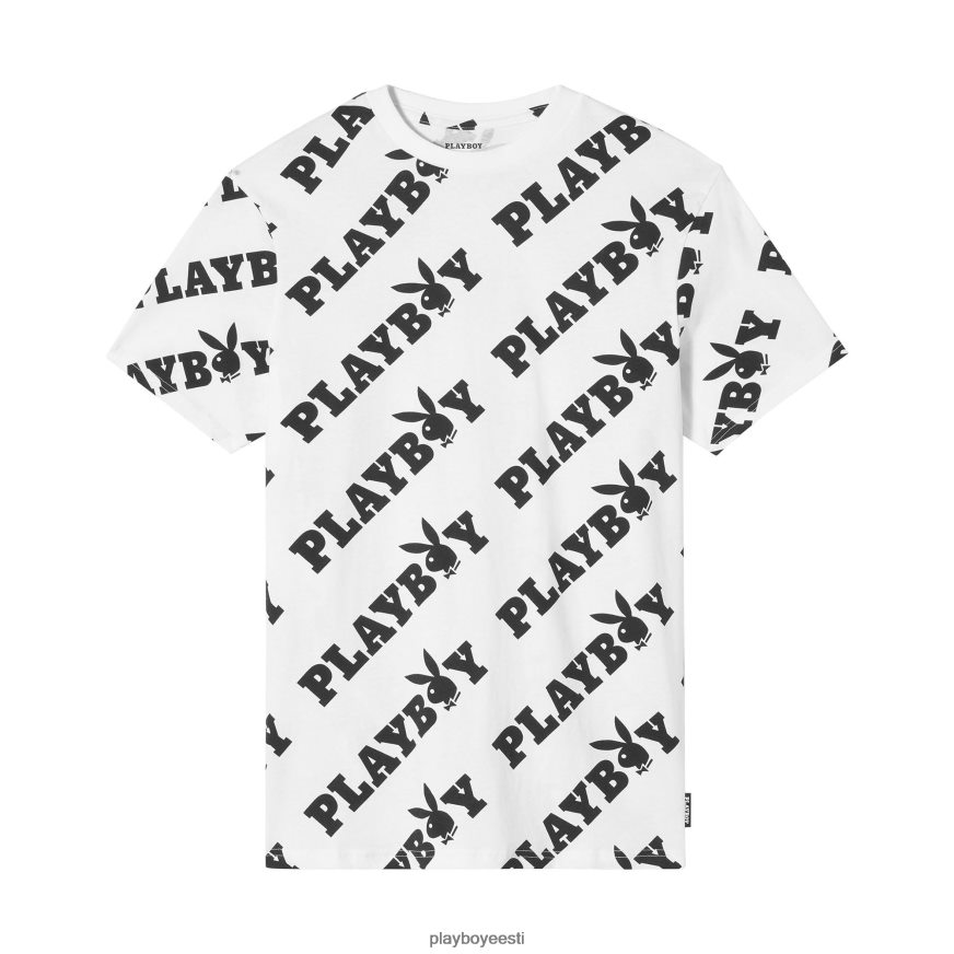 Playboy korduv mastipeaga t-särk mehed Riietus valge aop XV4666285
