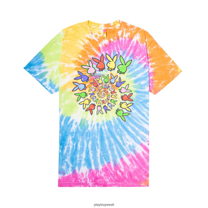 Playboy x Color Bars spiraalne lipsuga t-särk mehed Riietus vikerkaar XV4666228