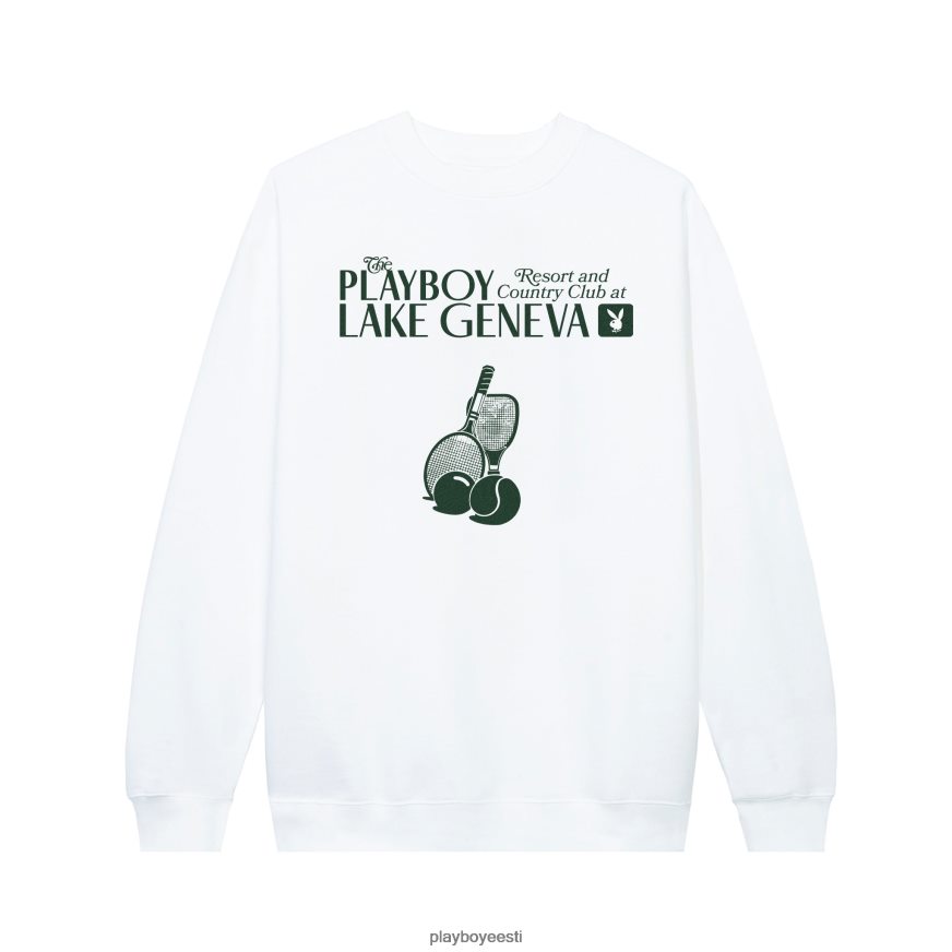Playboy Lake Geneva tenniseklubi crewneck dressipluus mehed Riietus valge XV4666486