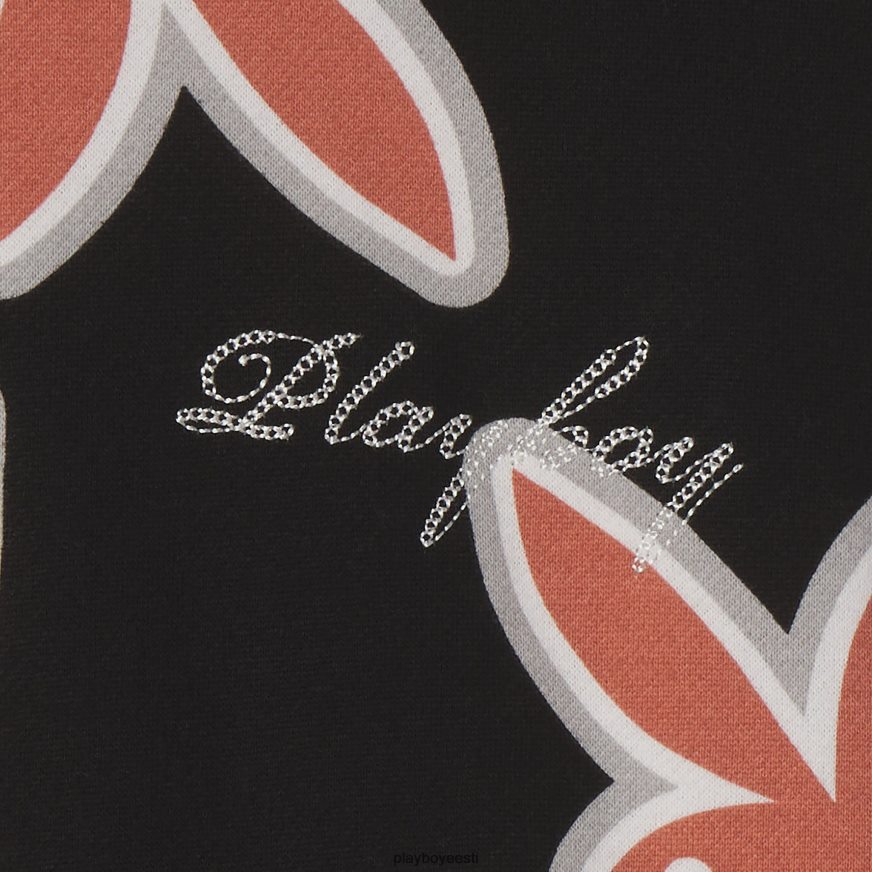 Playboy korduv küülikupea logoga kapuuts mehed Riietus must XV4666444