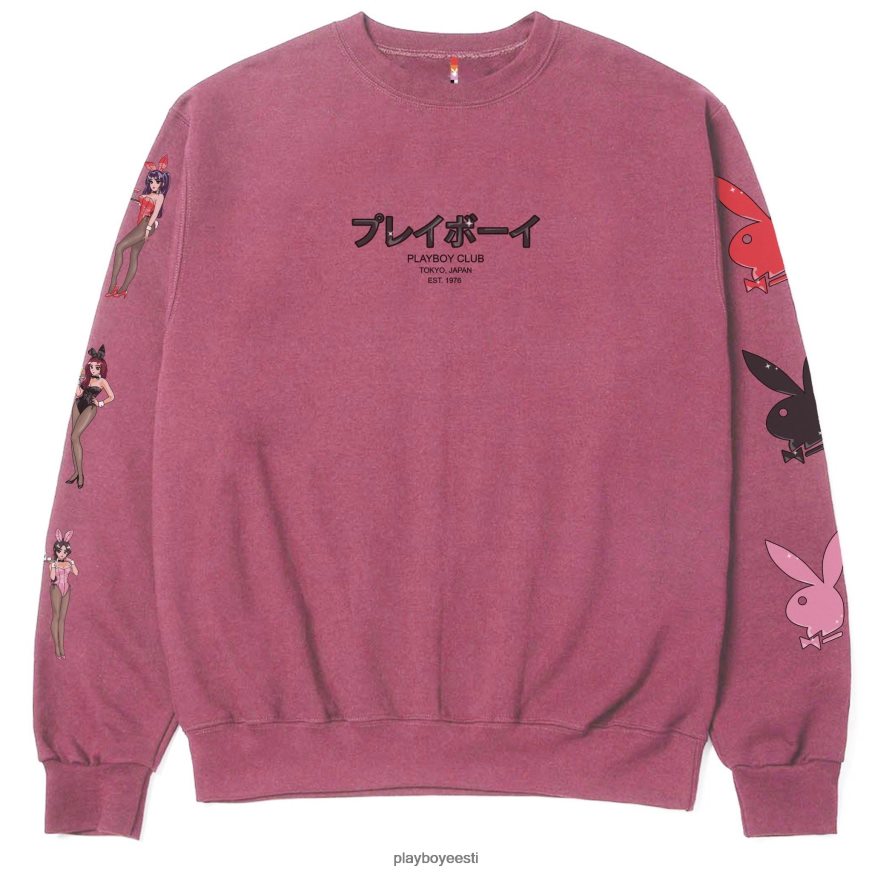 Playboy tokyo klubi bunny crewneck mehed Riietus pigment maroon XV4666344