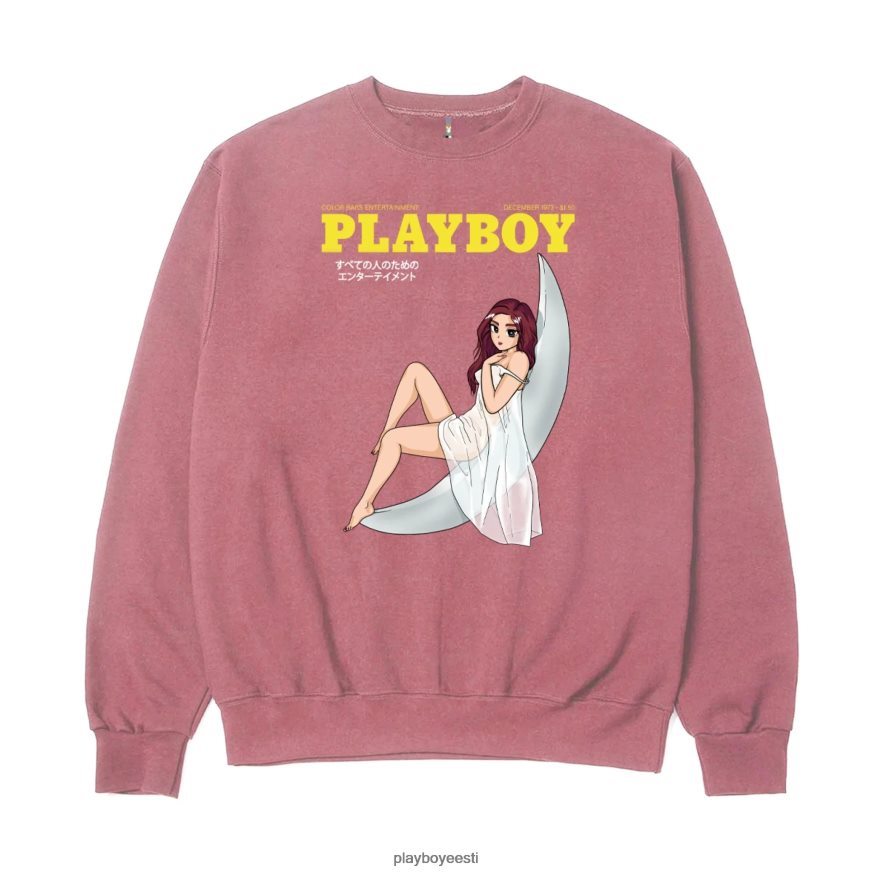 Playboy tokyo klubi kuuvalgel crewneck mehed Riietus pigment maroon XV4666366