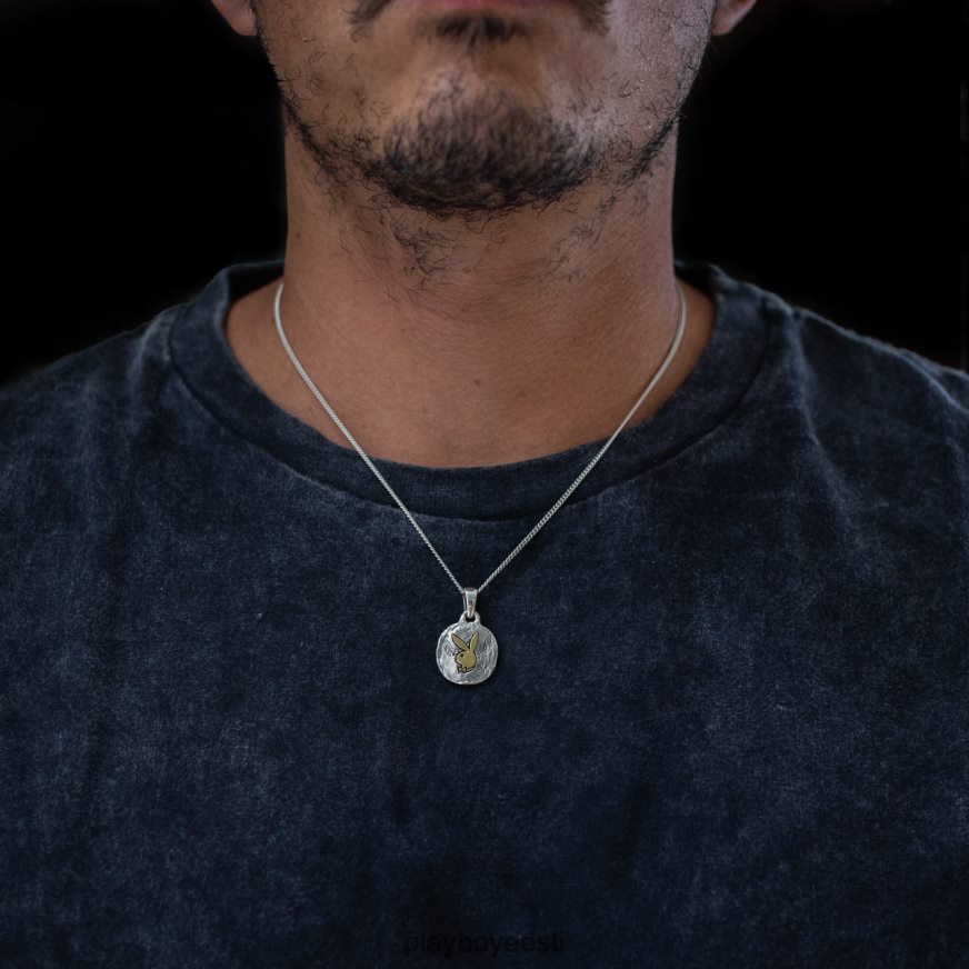 Playboy küülikupeaga mündiripatsiga kaelakee mehed tarvik segatud metall XV4666877