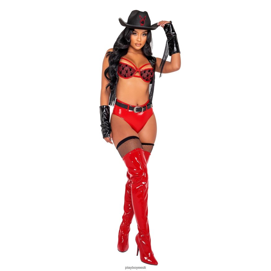 Playboy buckaroo cowgirl - 5tk komplekt naised Riietus must/punane XV46661364