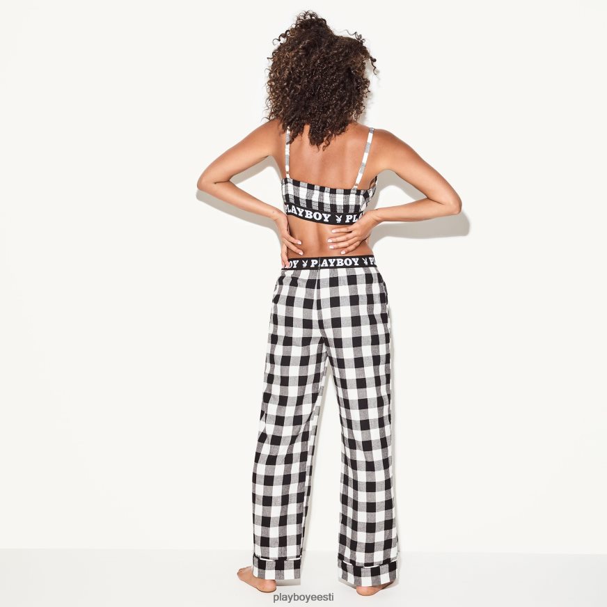 Playboy flanell une pidžaamapükste kontroll naised Riietus must valge XV46661194