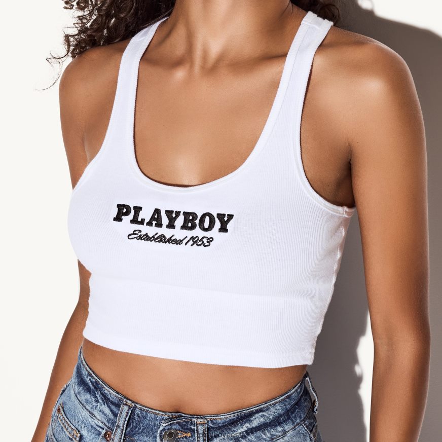 Playboy asutati 1953. aastal racerback tank naised Riietus valge XV46661032