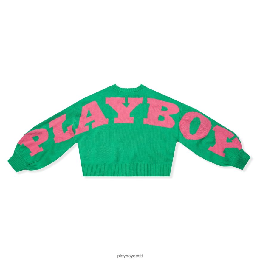 Playboy selja graafiline ülisuur kootud kampsun naised Riietus roheline XV46661067